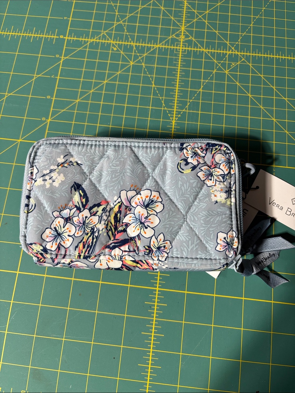 Vera Bradley Light Blue Quilted Floral Zip Wallet